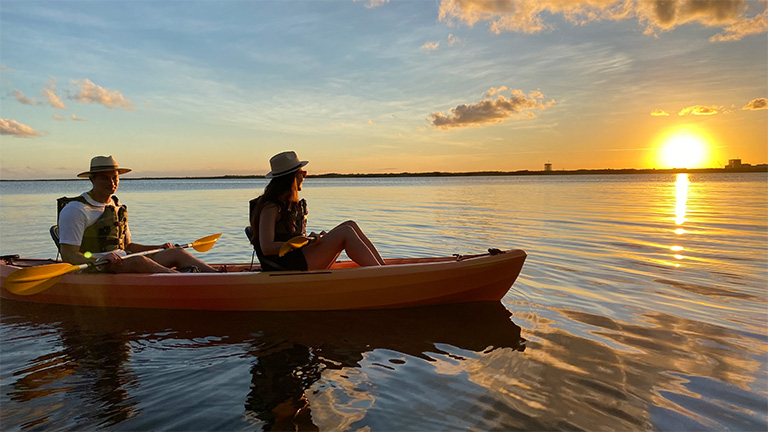 Kayaking by the sunset